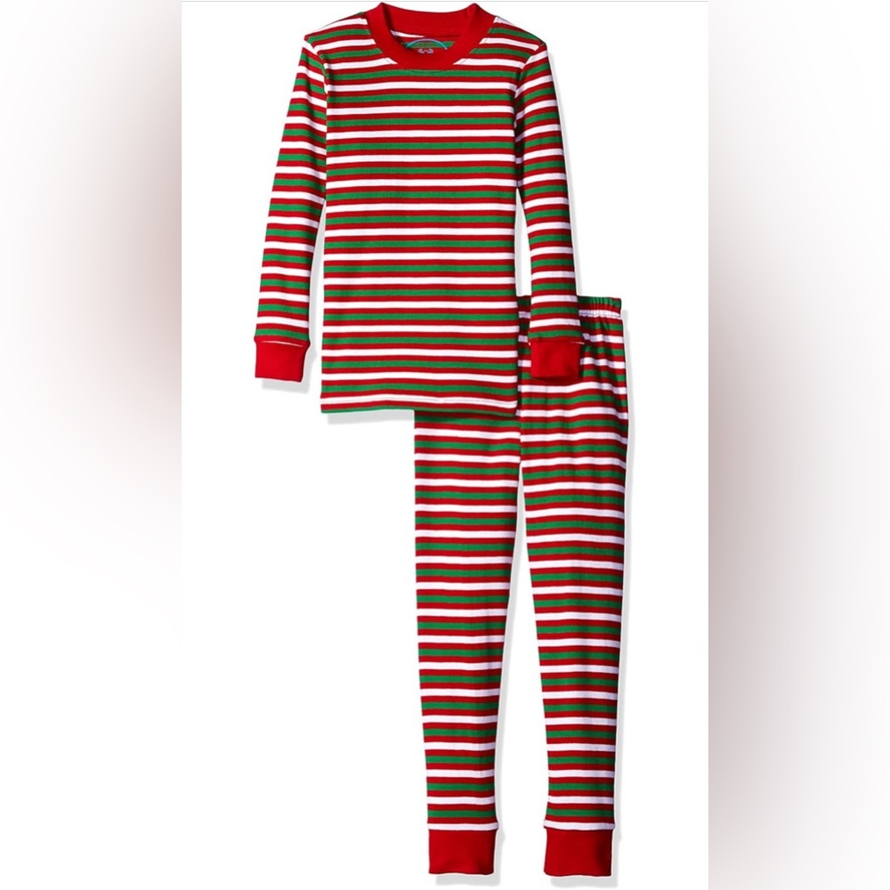 Sara’s Prints size 2T pajama set long sleeves Christmas red green stripes $28